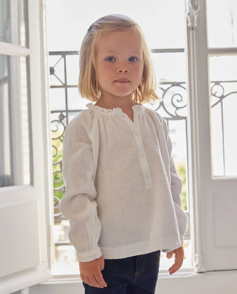 Acanthe Blouse gaze de coton Blanc Discount