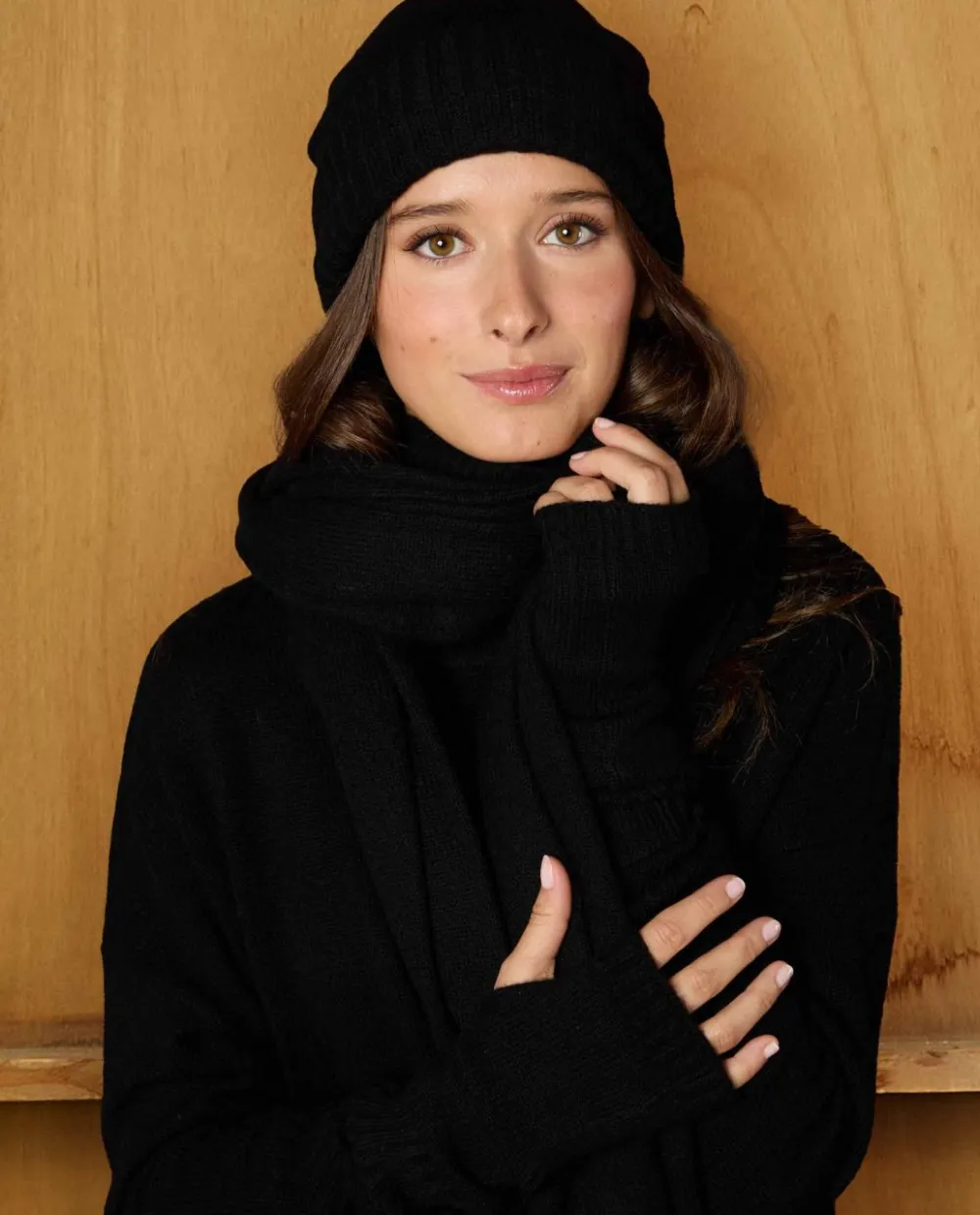 Acanthe Bonnet 100% cachemire Noir Best Sale