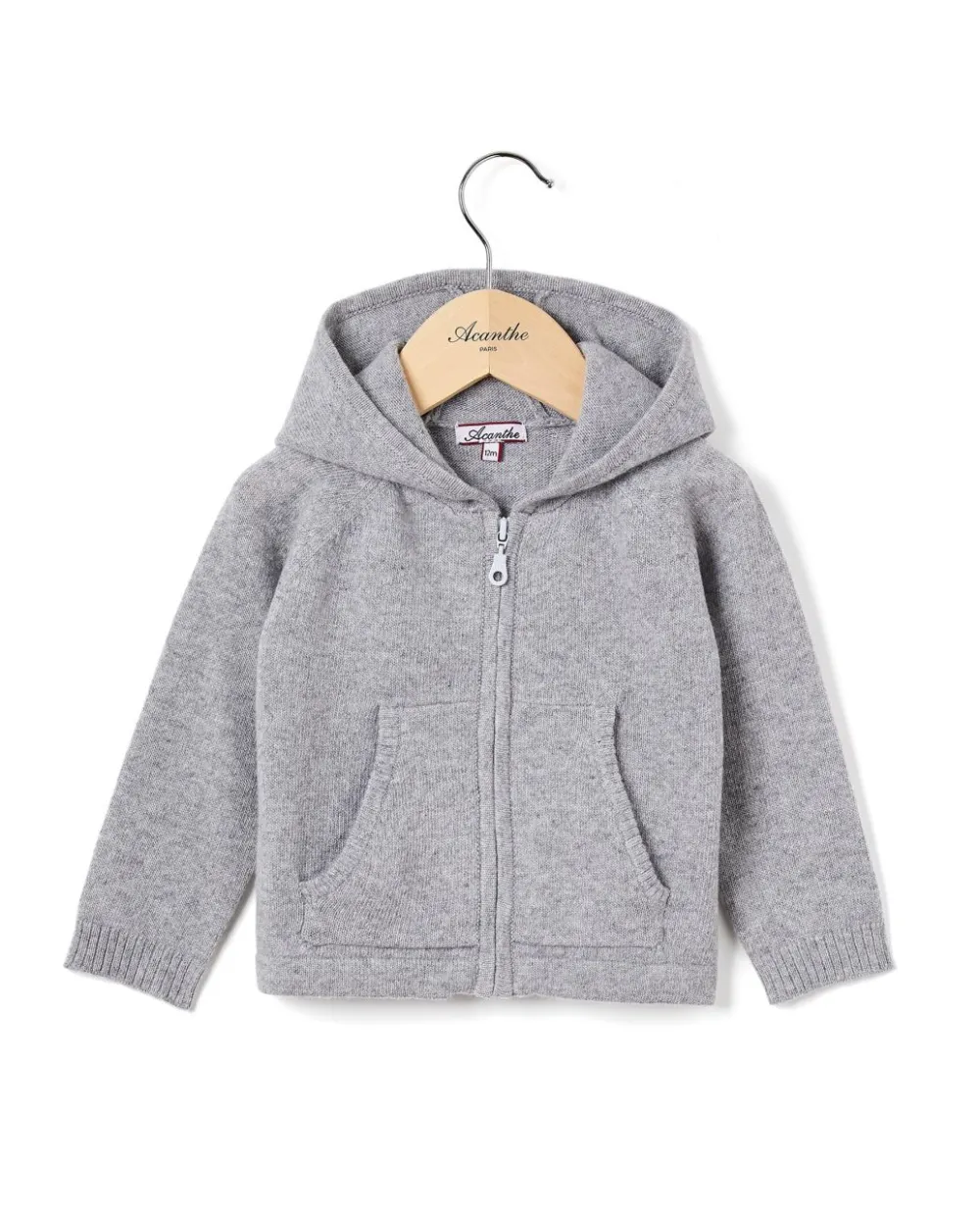 Acanthe Cardigan capuche naissance laine-cachemire Gris Hot