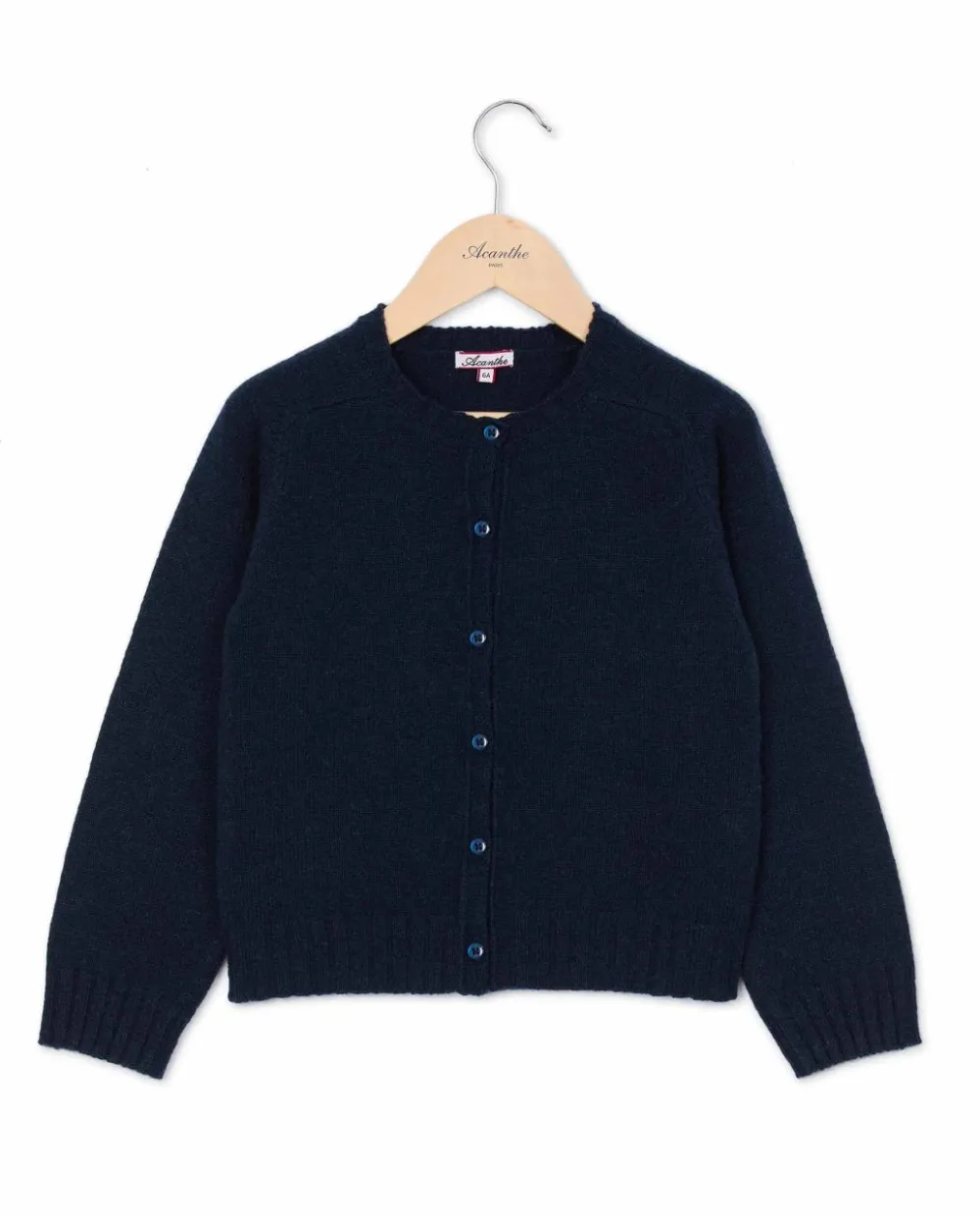 Acanthe Cardigan col rond 100% lambswool Marine Flash Sale