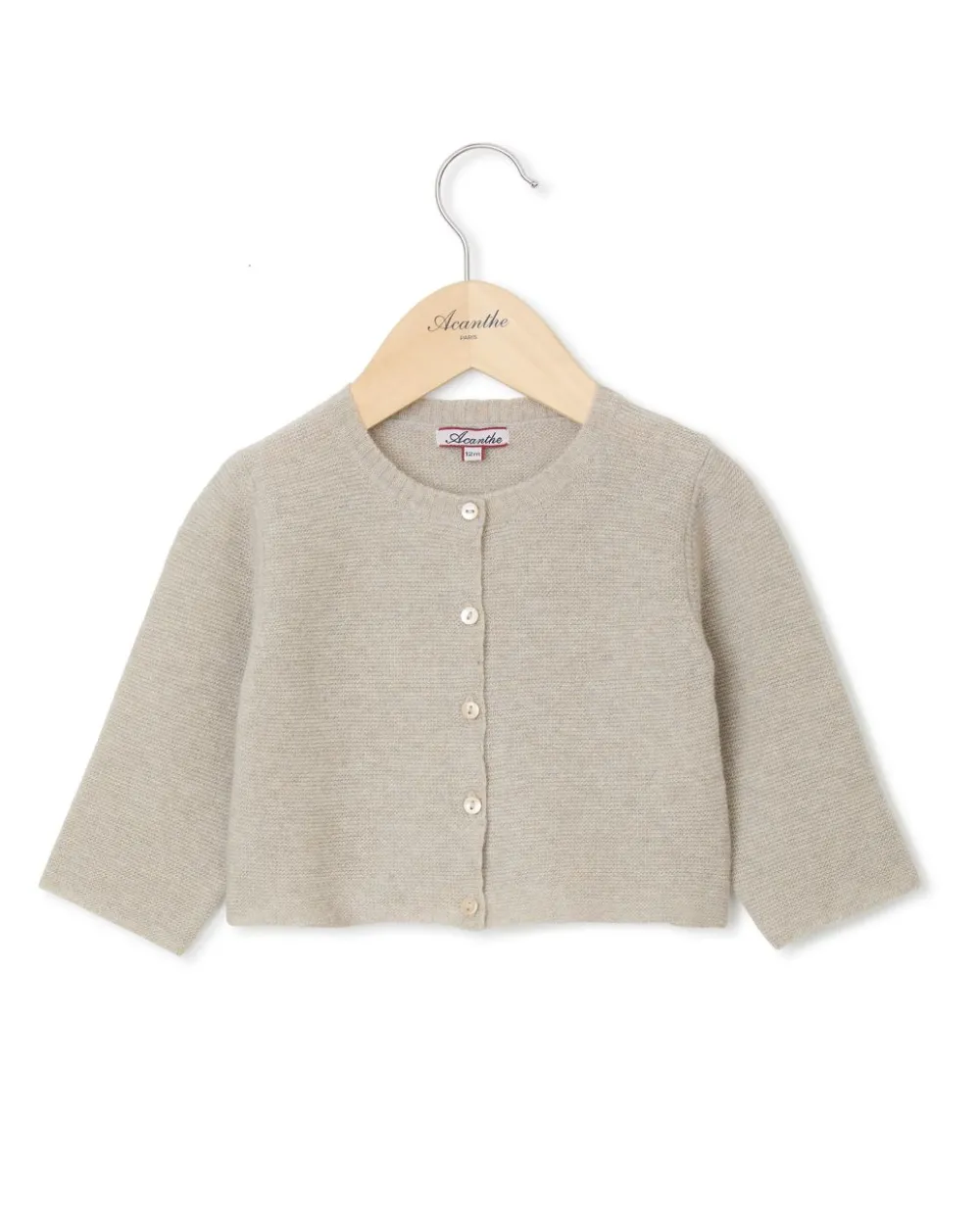 Acanthe Cardigan col rond naissance laine-cachemire Beige Outlet