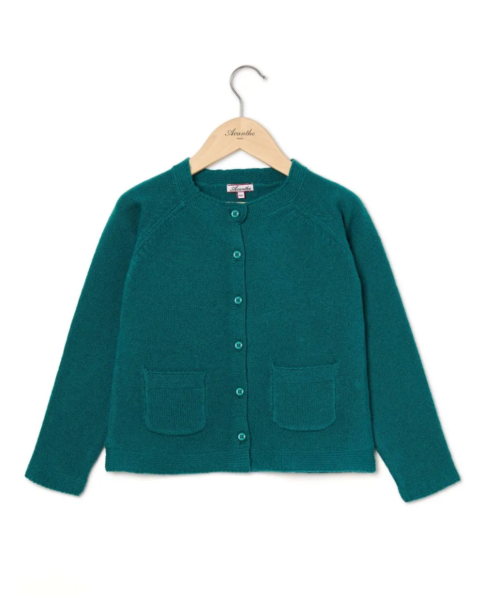 Acanthe Cardigan col rond 100% lambswool Vert Best