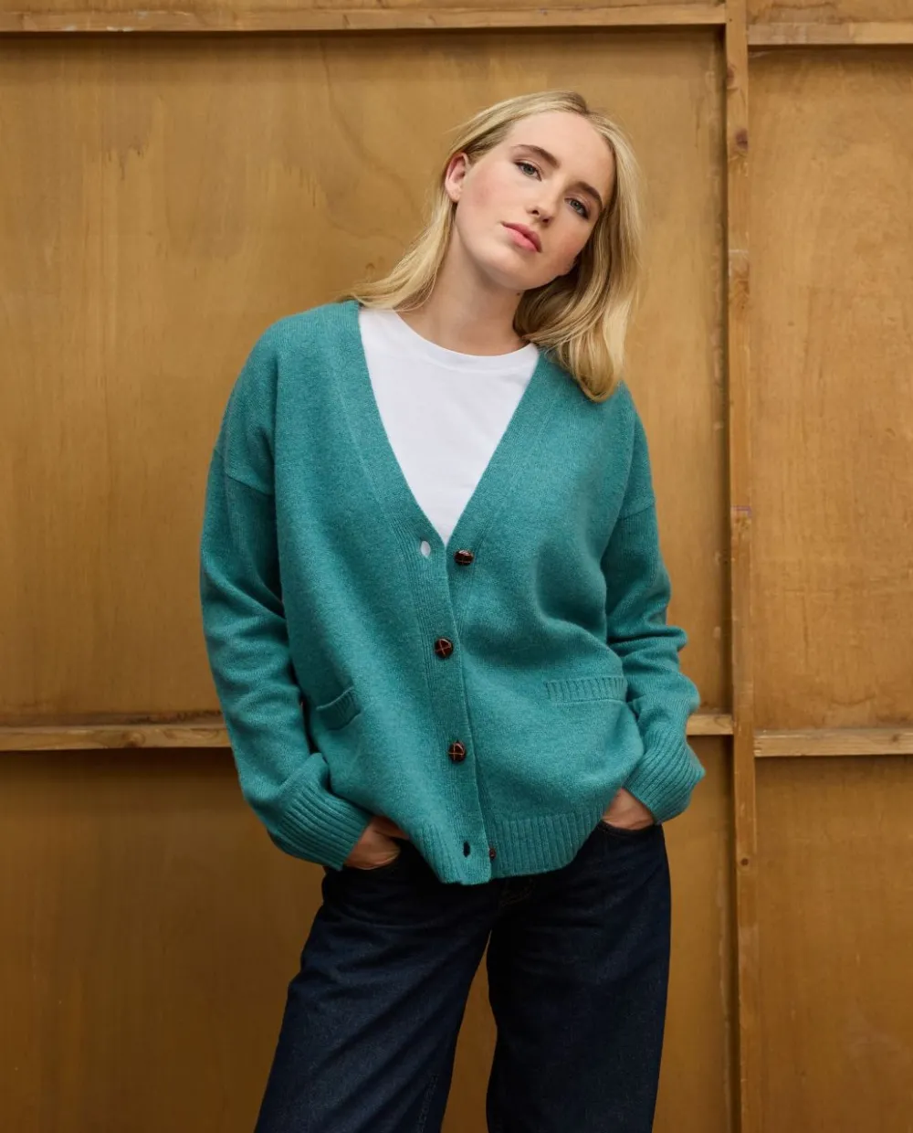 Acanthe Cardigan loose 100% lambswool Vert Best