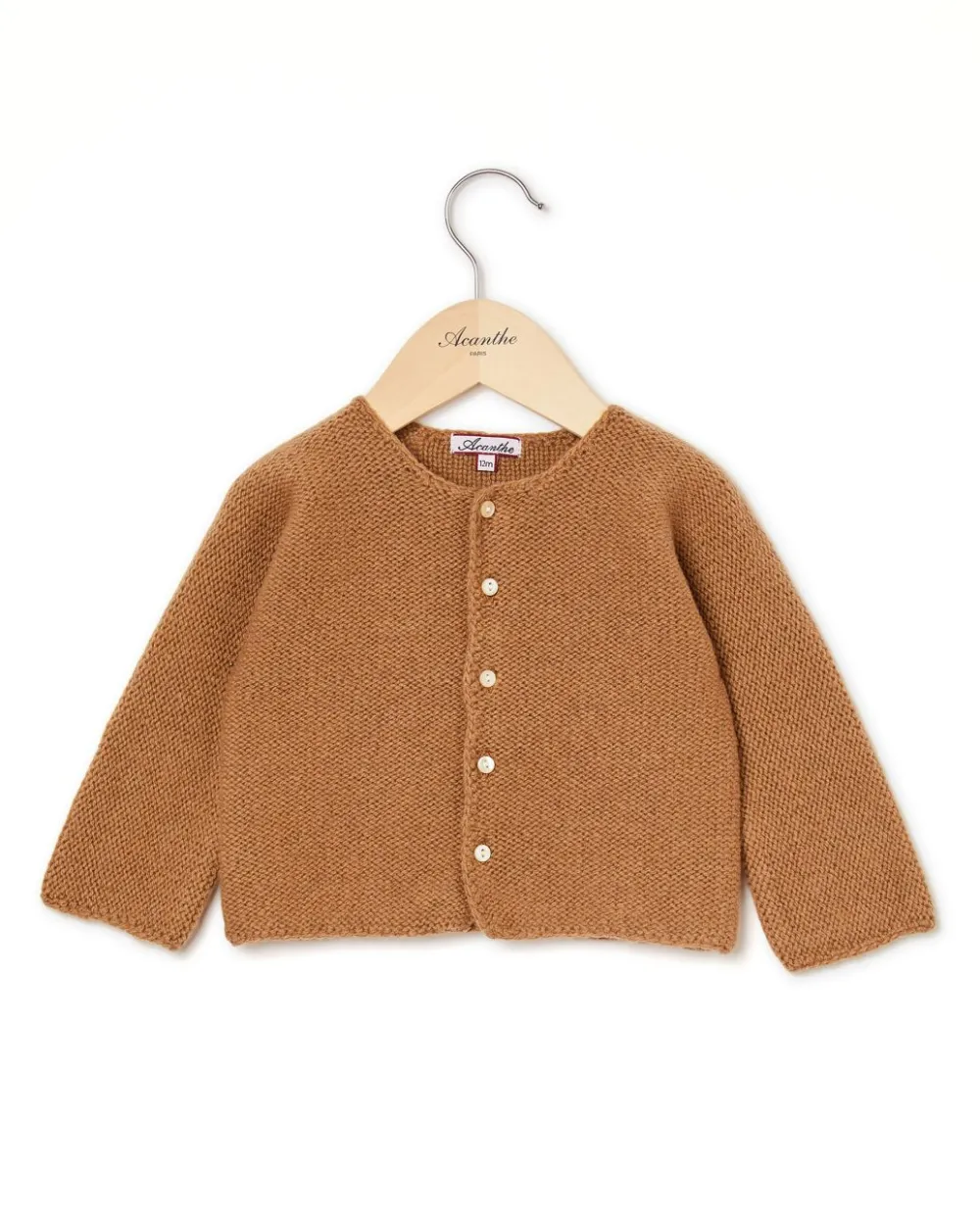 Acanthe Cardigan point mousse 100% lambswool camel Outlet