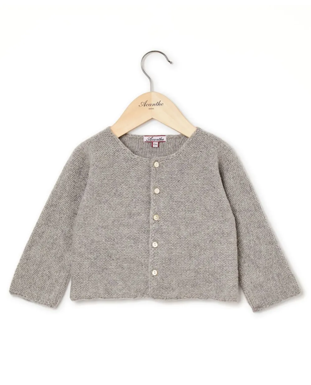 Acanthe Cardigan point mousse 100% lambswool Gris Flash Sale