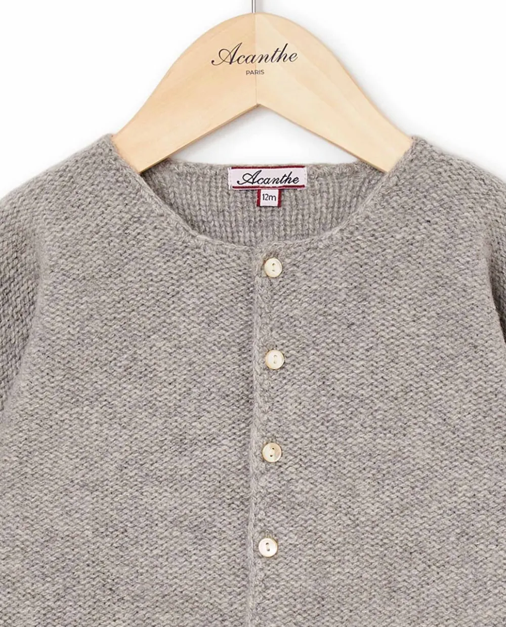 Acanthe Cardigan point mousse 100% lambswool Gris Flash Sale