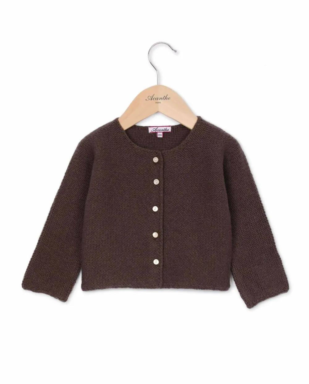 Acanthe Cardigan point mousse 100% lambswool marron Hot