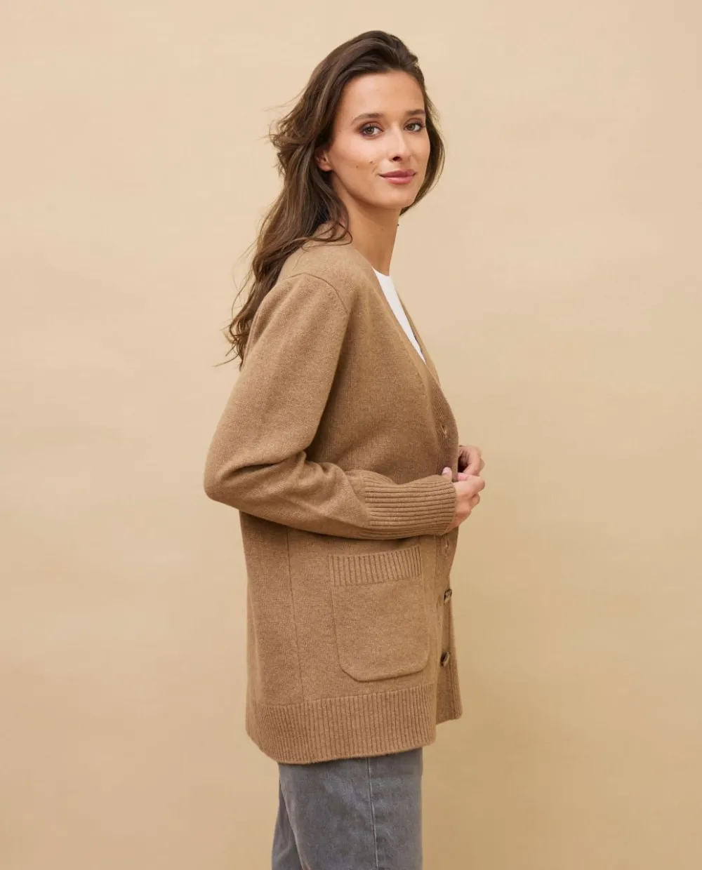 Acanthe Cardigan V 100% cachemire Camel Cheap