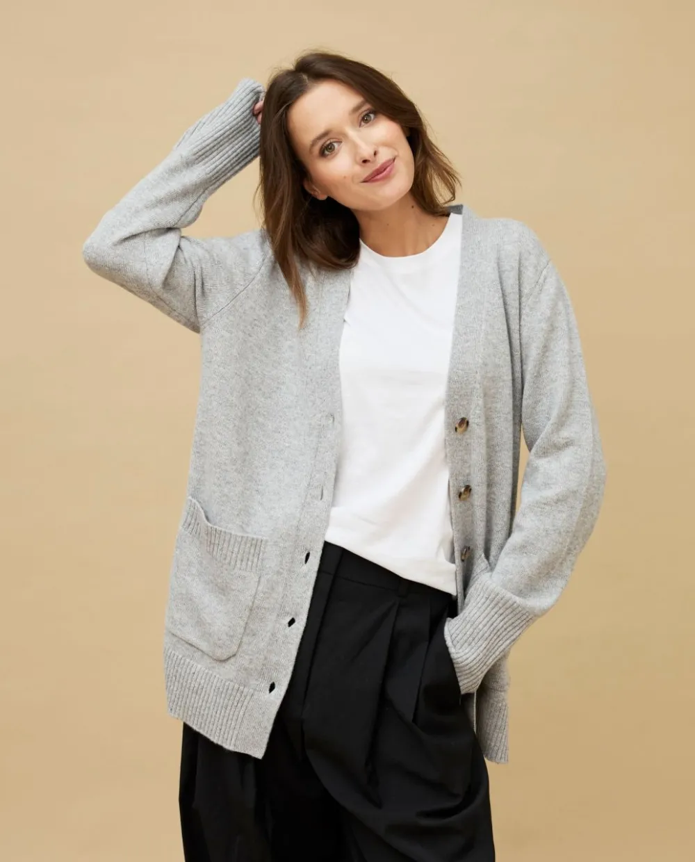 Acanthe Cardigan V gris clair 100% cachemire Grisclair Shop