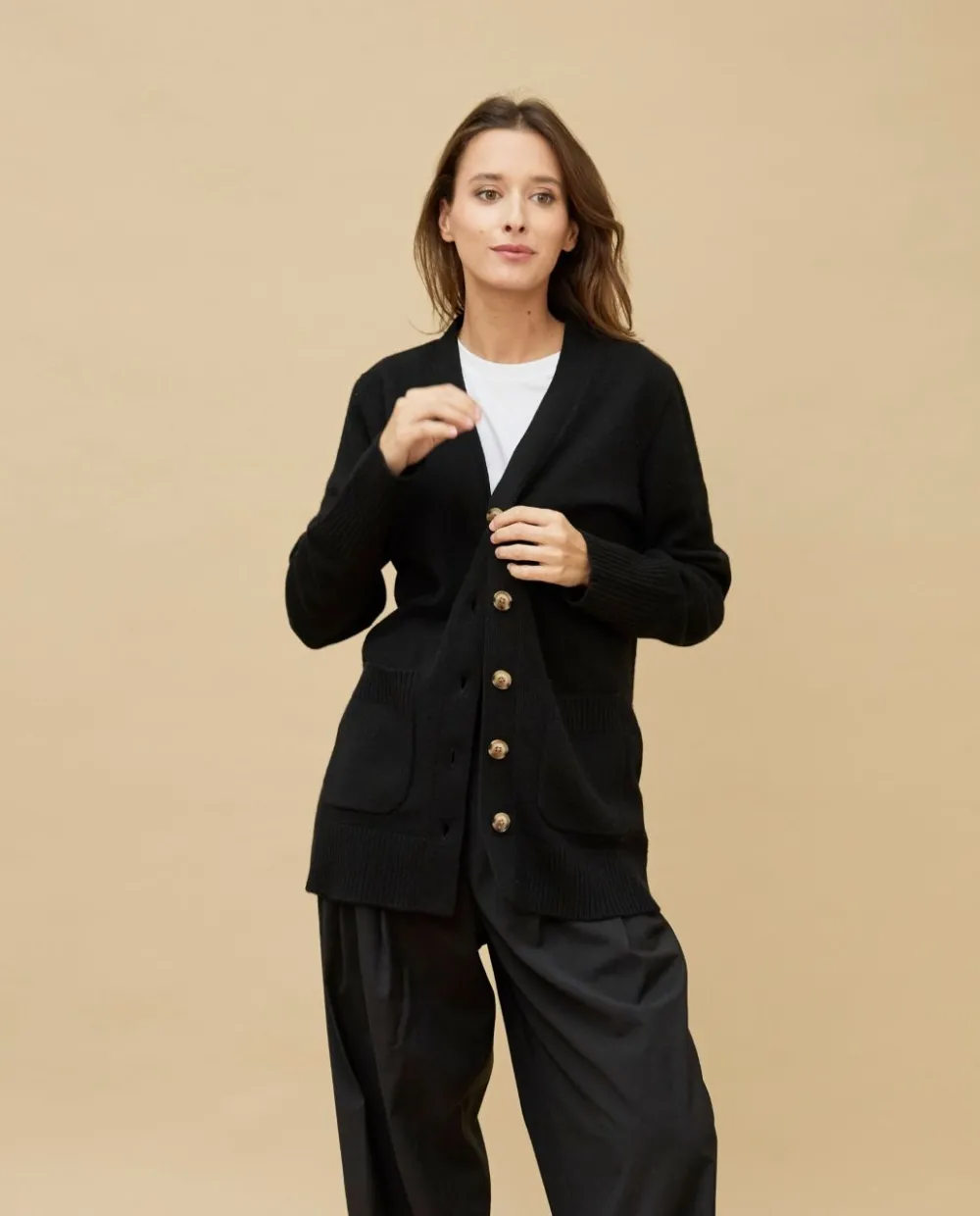 Acanthe Cardigan V 100% cachemire Noir Discount