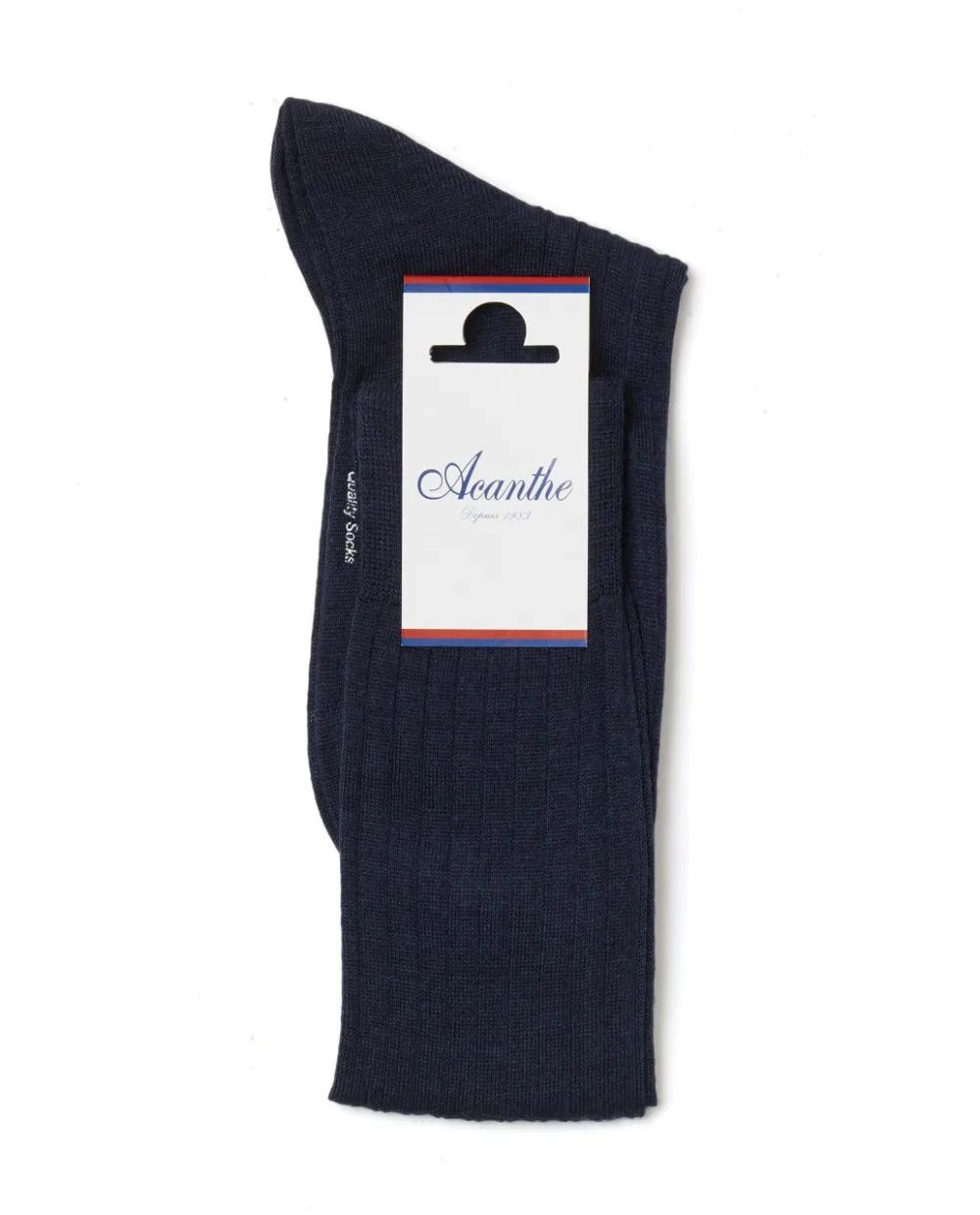 Acanthe Chaussettes merinos côtes plates longues Marine Best Sale