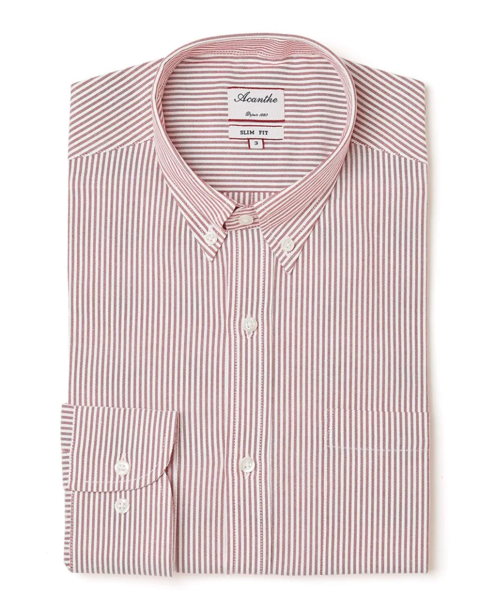 Acanthe Chemise ajusté col boutonné oxford rayé rouge OxfordrayérougeN9 Sale