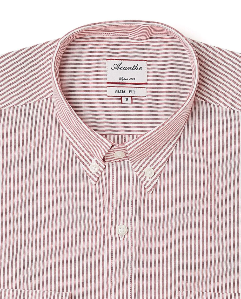 Acanthe Chemise ajusté col boutonné oxford rayé rouge OxfordrayérougeN9 Sale