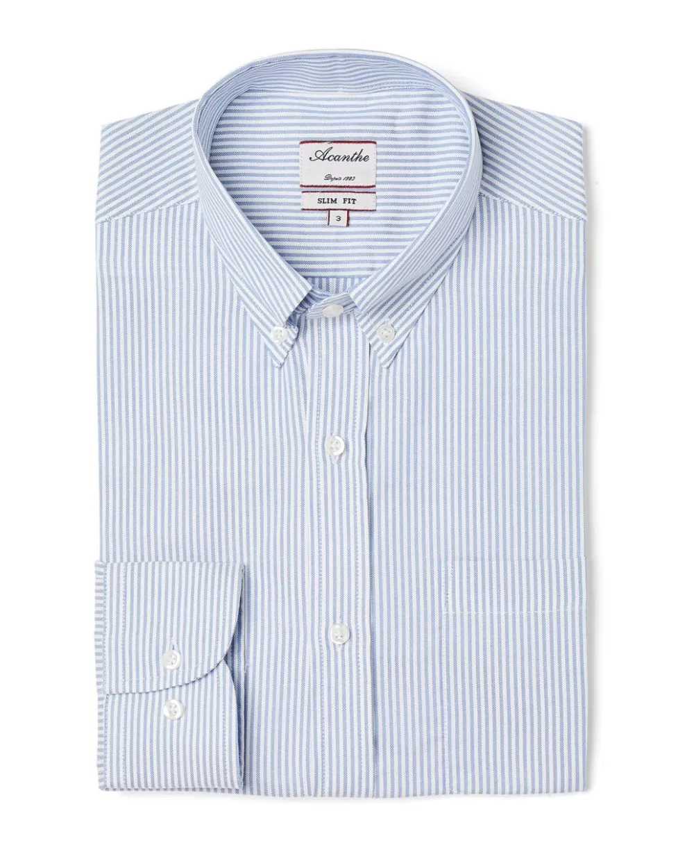 Acanthe Chemise ajustée col boutonné oxford rayé ciel OxfordrayécielN8 Best