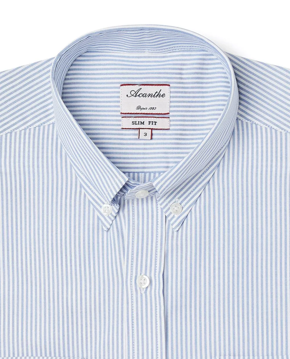 Acanthe Chemise ajustée col boutonné oxford rayé ciel OxfordrayécielN8 Best