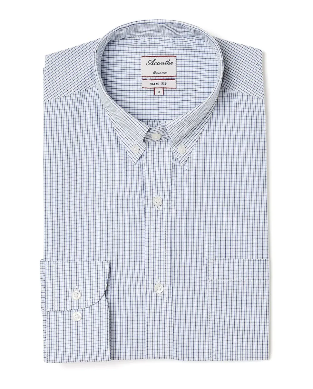 Acanthe Chemise ajustée col boutonné petit carreau bleu PetitcarreaubleuN7 Fashion