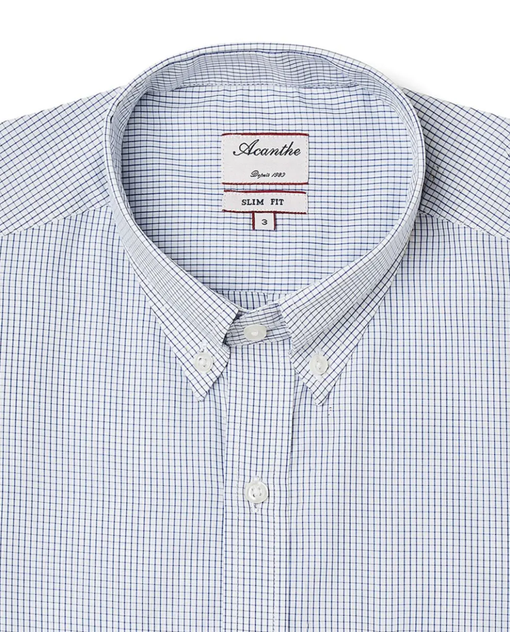 Acanthe Chemise ajustée col boutonné petit carreau bleu PetitcarreaubleuN7 Fashion