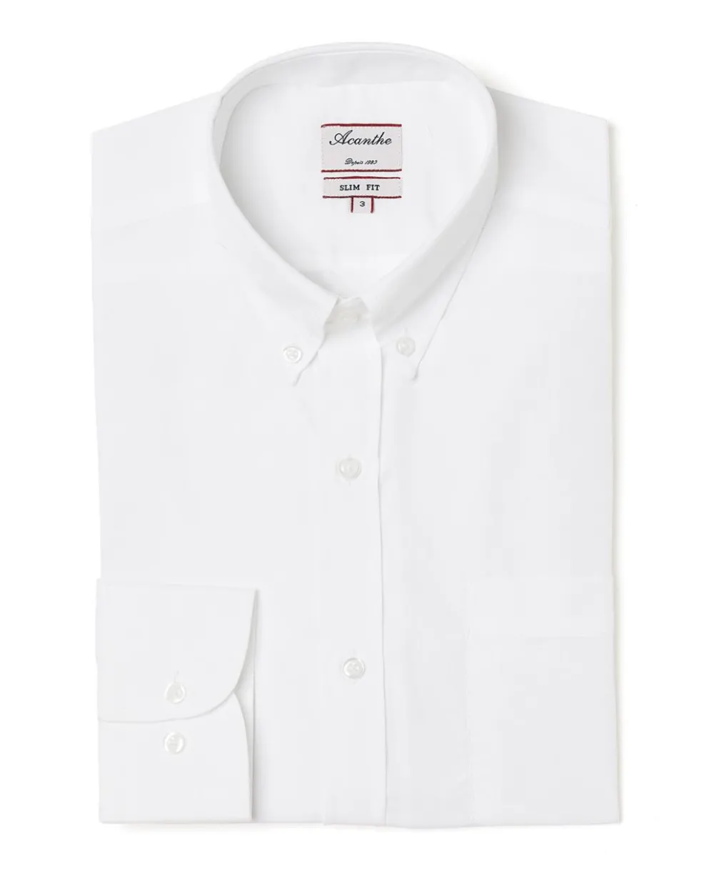 Acanthe Chemise ajustée col boutonné popeline blanche PopelineblancheN12 Cheap