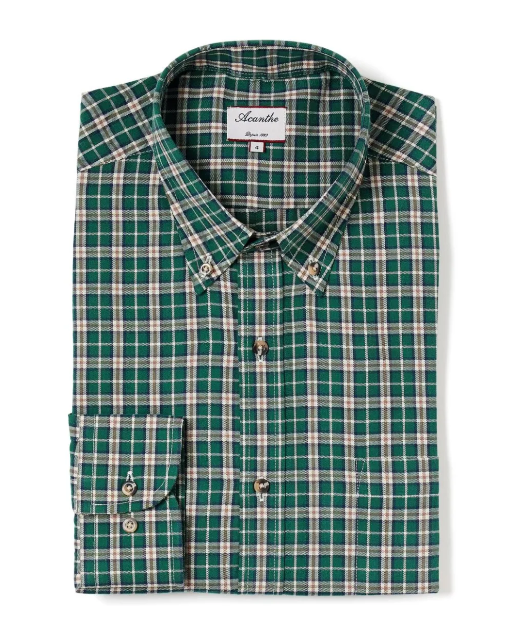 Acanthe Chemise flanelle col boutonné écossais vert écossaisvert Outlet