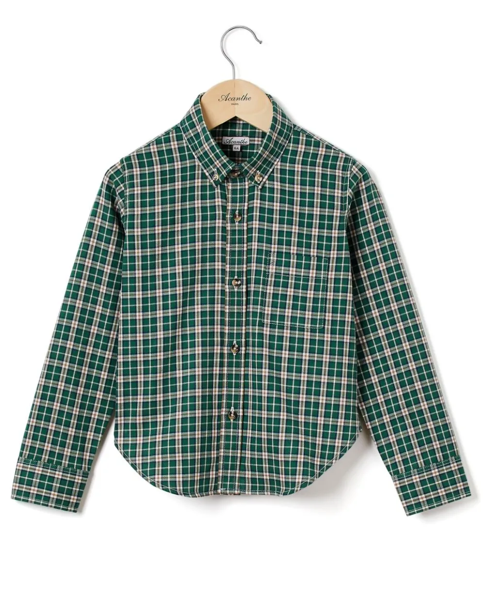 Acanthe Chemise flanelle manches longues écossais vert écossaisvert New