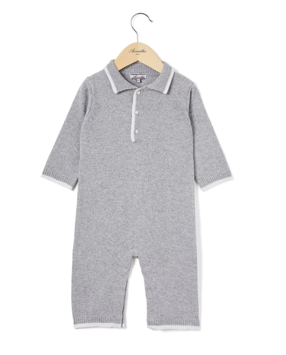 Acanthe Combinaison naissance col polo laine-cachemire Gris Store