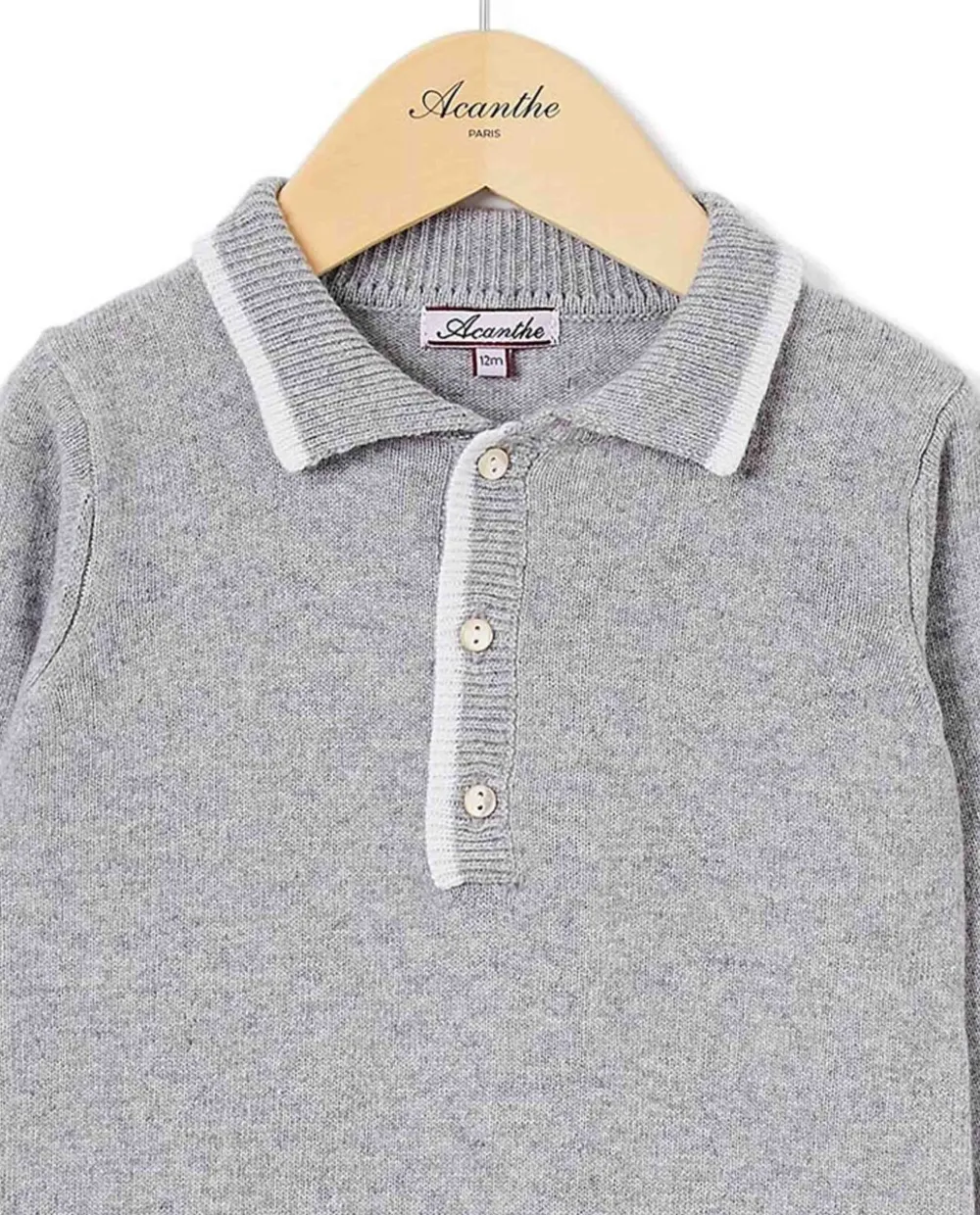 Acanthe Combinaison naissance col polo laine-cachemire Gris Store