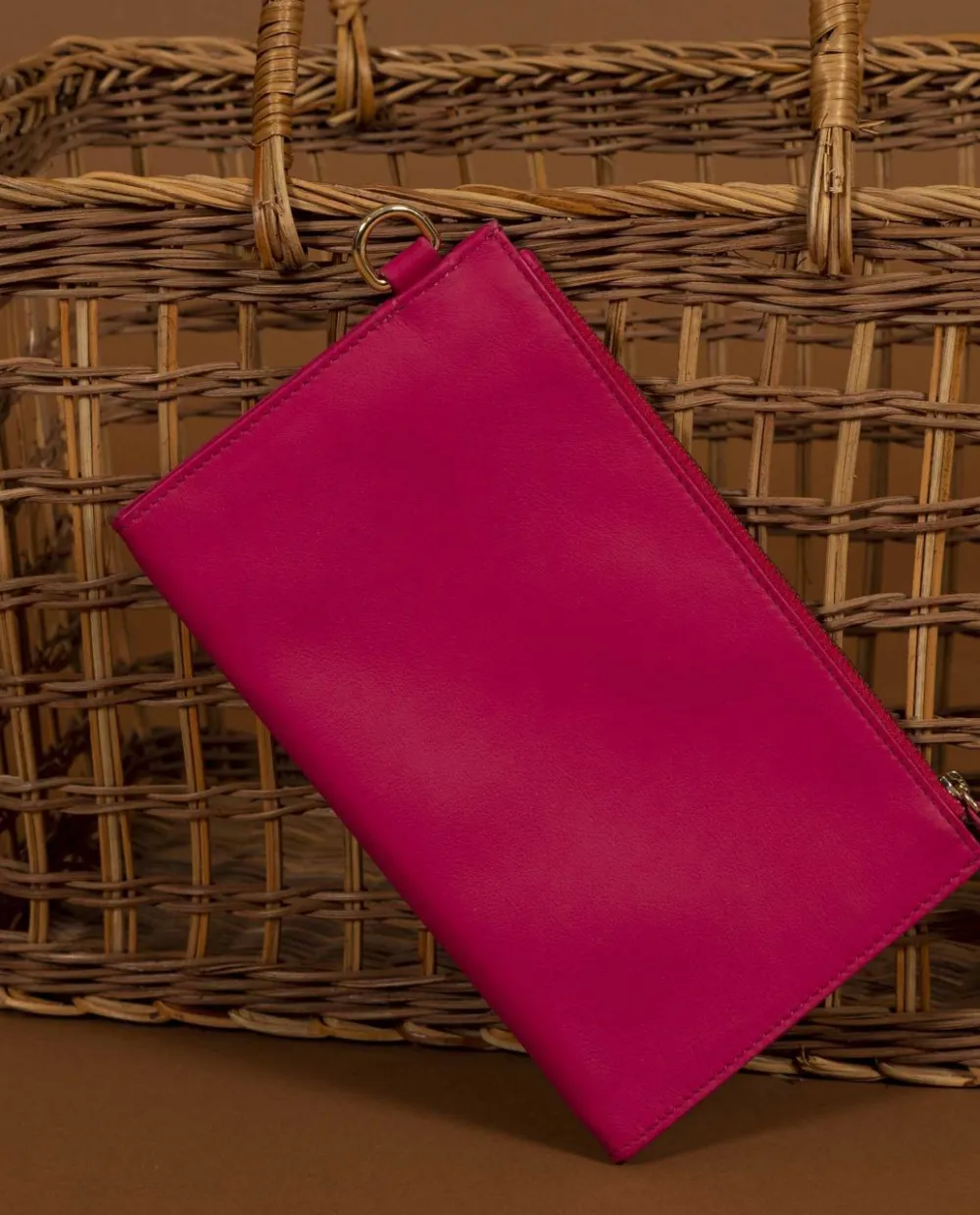 Acanthe Pochette cuir Fushia Online