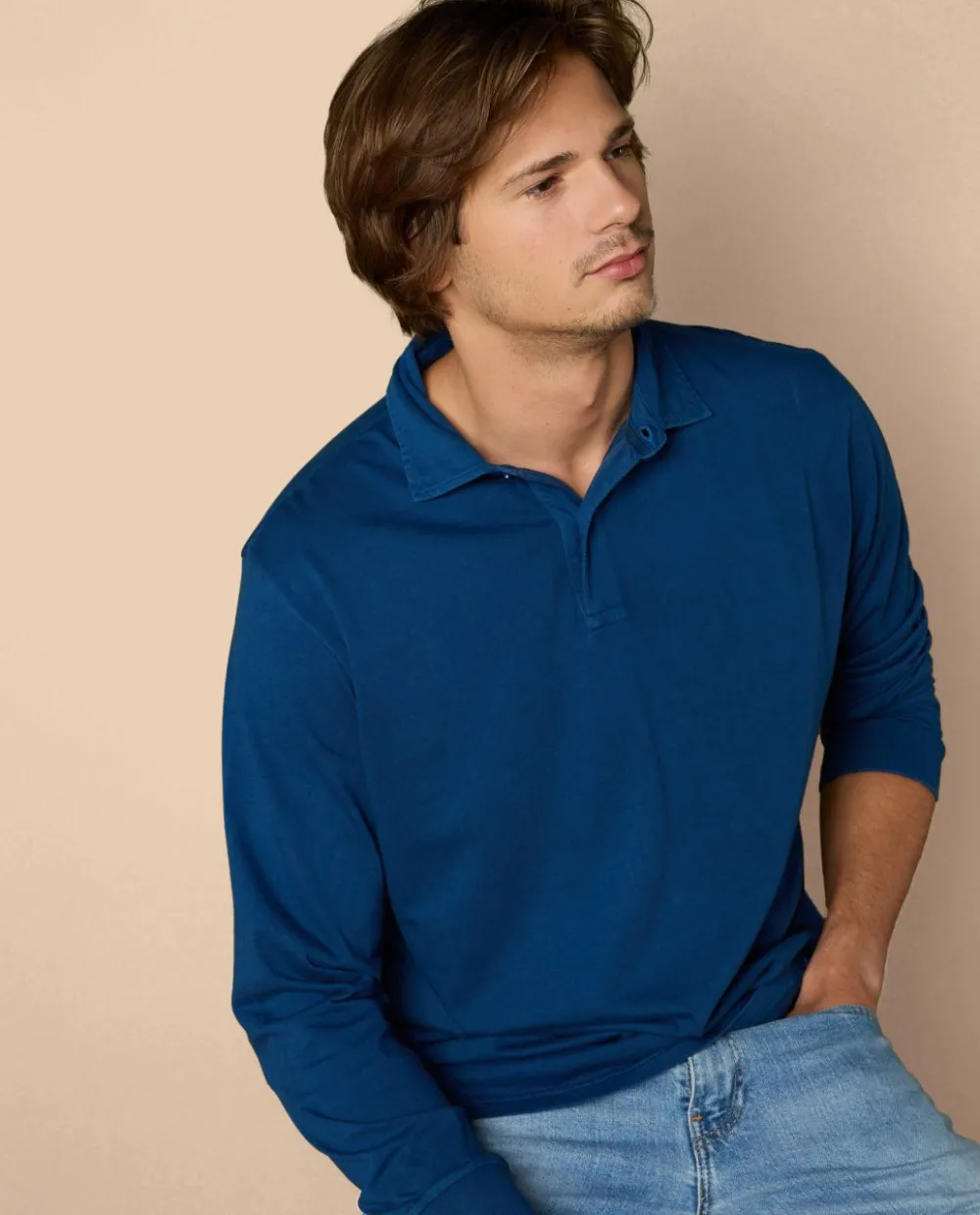 Acanthe Polo col jersey Bleu Cheap