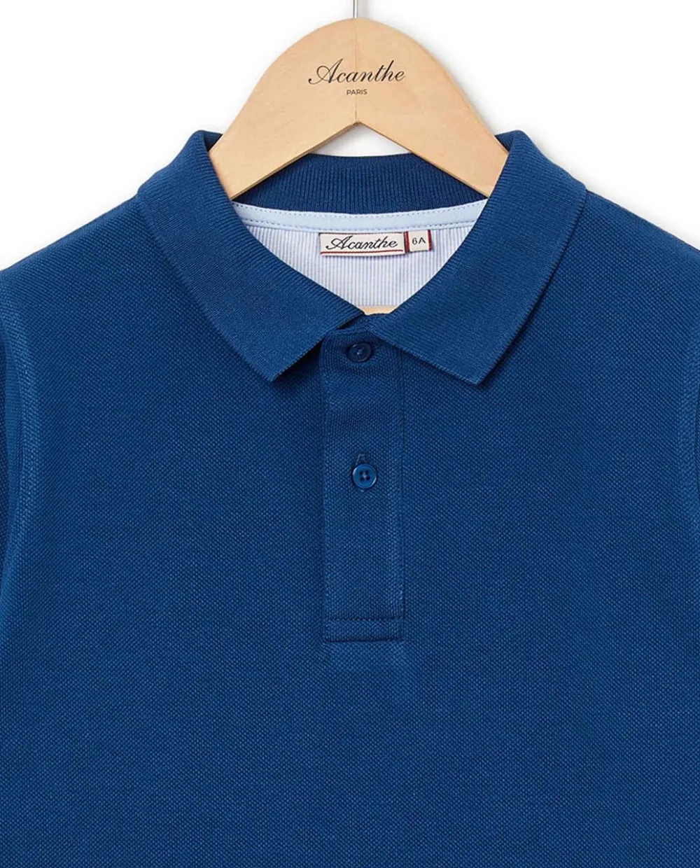 Acanthe Polo piqué manches longues Bleu Cheap