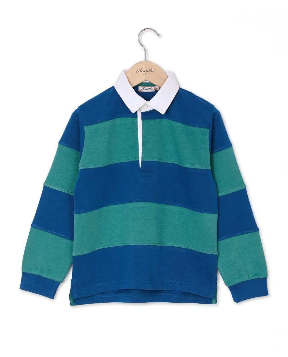 Acanthe Polo rugby bleu/vert Flash Sale