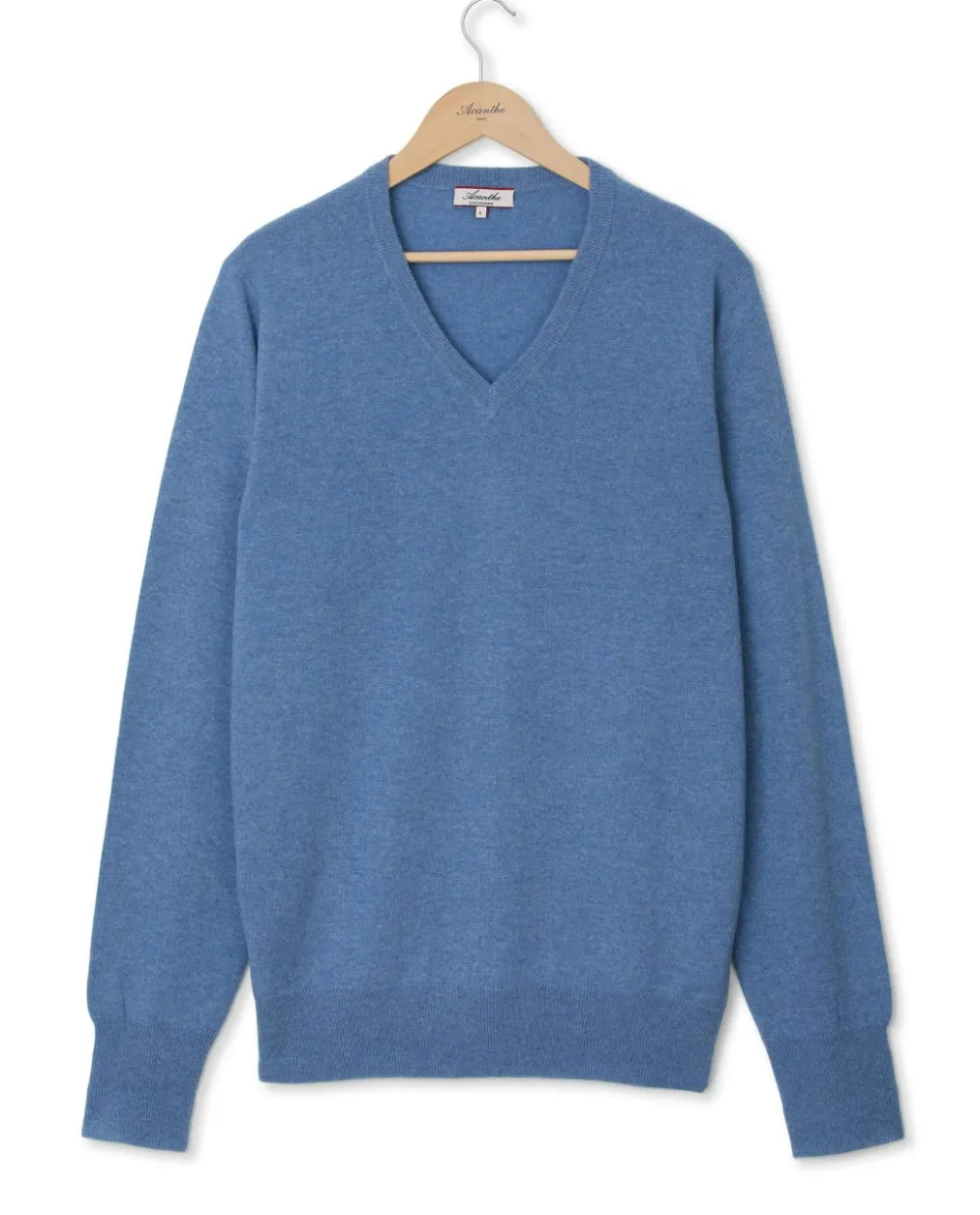 Acanthe Pull col V bleu chiné 100% cachemire bleuchiné Flash Sale