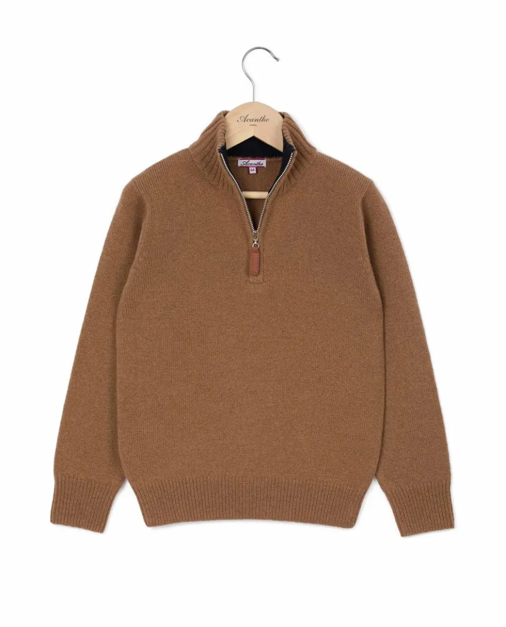 Acanthe Pull col zippé 100% lambswool camel Shop