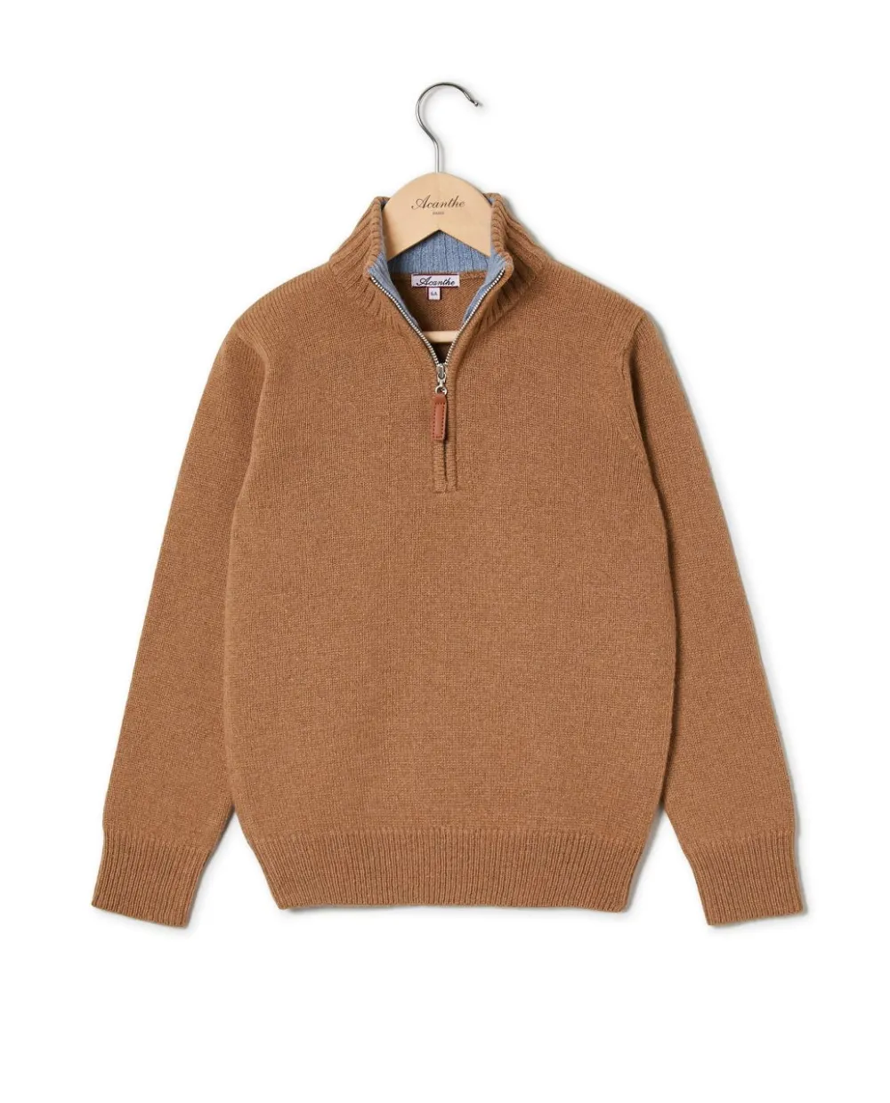 Acanthe Pull col zippé 100% lambswool camel Online