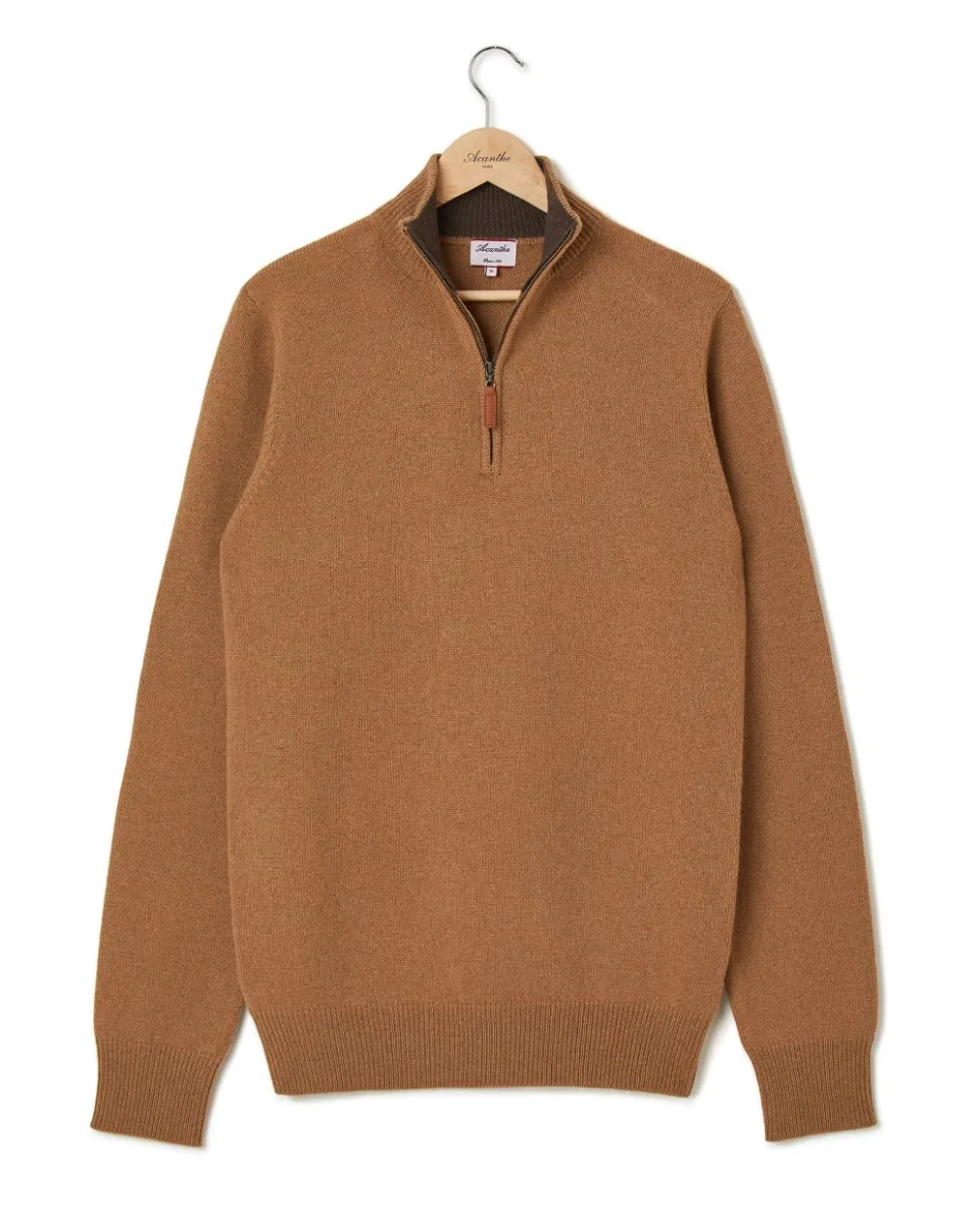 Acanthe Pull col zippé 100% lambswool camel Fashion