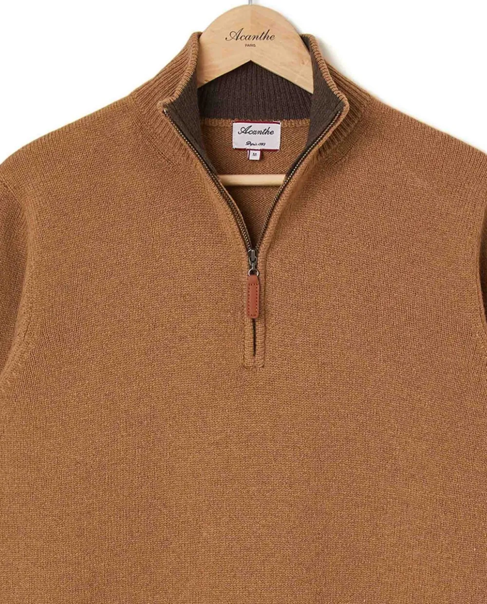 Acanthe Pull col zippé 100% lambswool camel Fashion