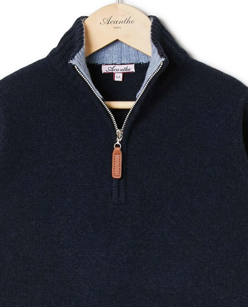 Acanthe Pull col zippé 100% lambswool Marine Sale