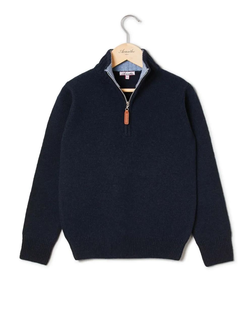 Acanthe Pull col zippé 100% lambswool Marine Sale