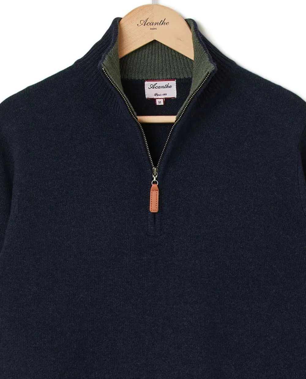 Acanthe Pull col zippé 100% lambswool Marine Outlet