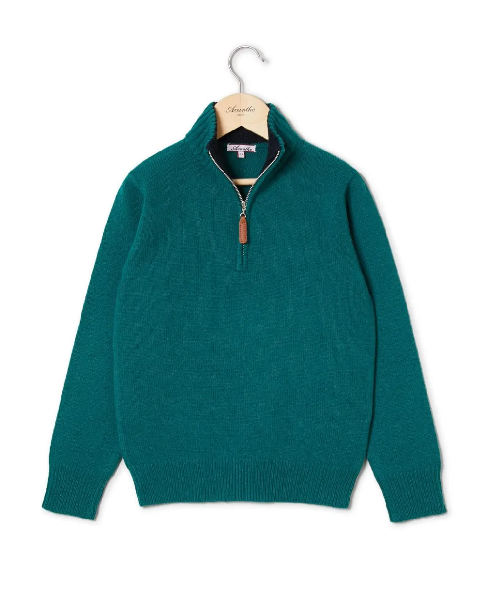 Acanthe Pull col zippé 100% lambswool Vert Store