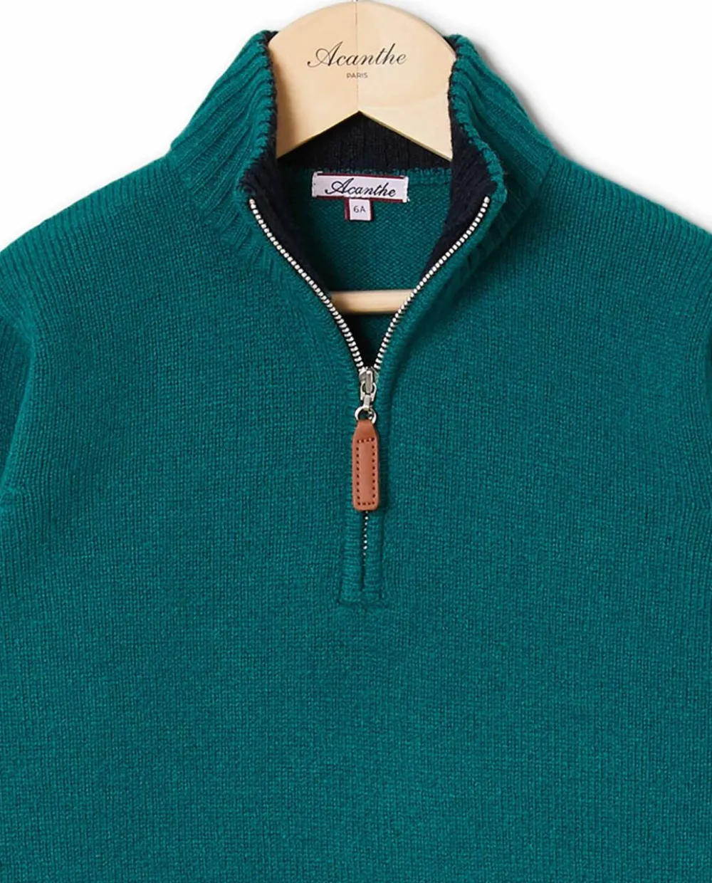 Acanthe Pull col zippé 100% lambswool Vert Store