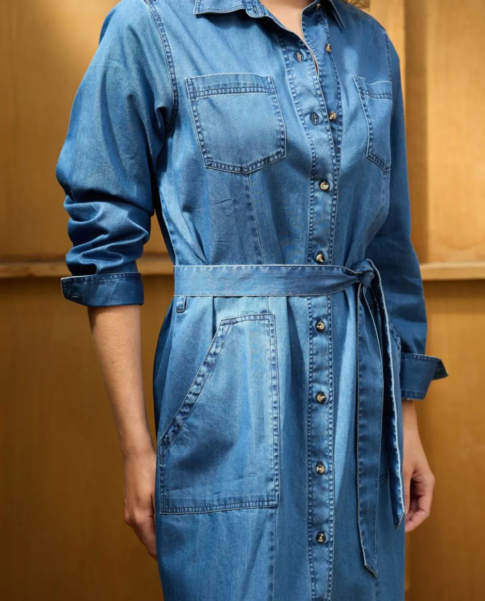 Acanthe Robe mi-longue en Denim Outlet