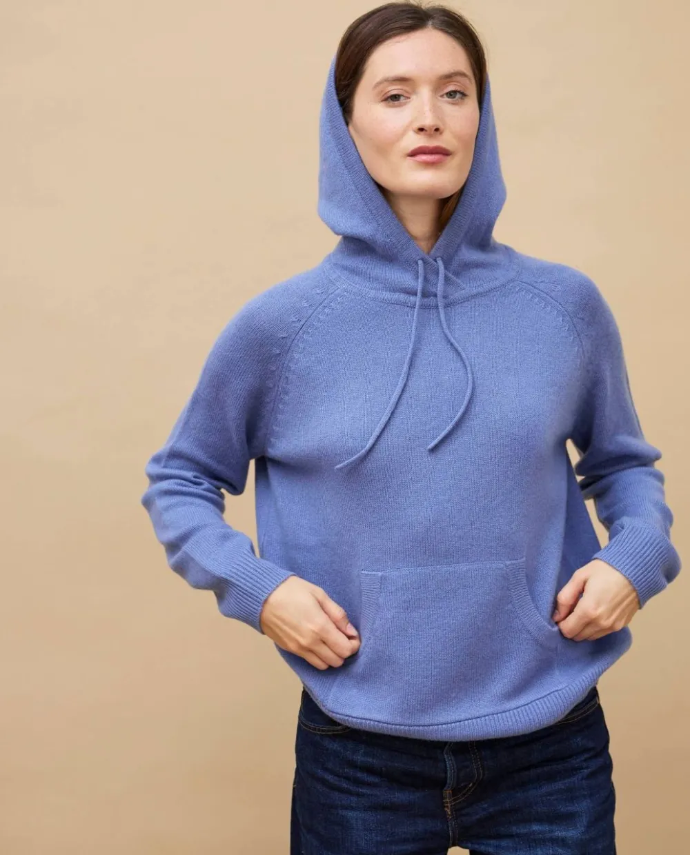 Acanthe Sweat capuche bleu lavande100% cachemire bleulavande Outlet