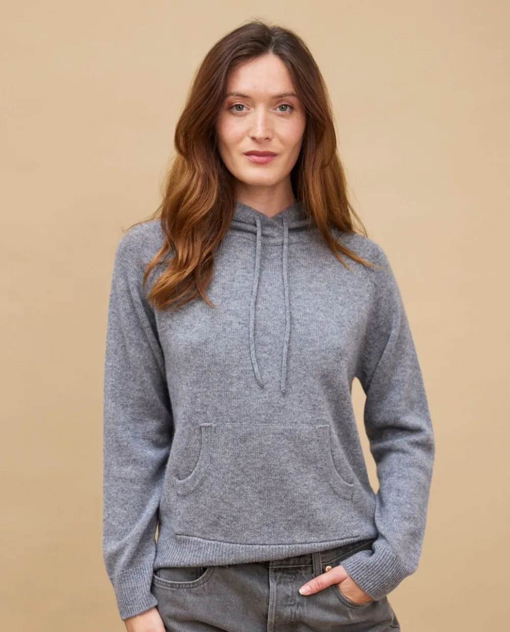 Acanthe Sweat capuche gris moyen100% cachemire Grismoyen Hot