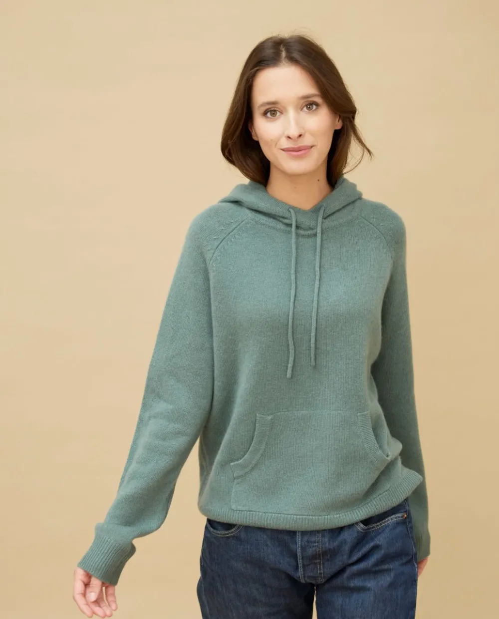 Acanthe Sweat capuche vert mousse 100% cachemire vertmousse Best Sale