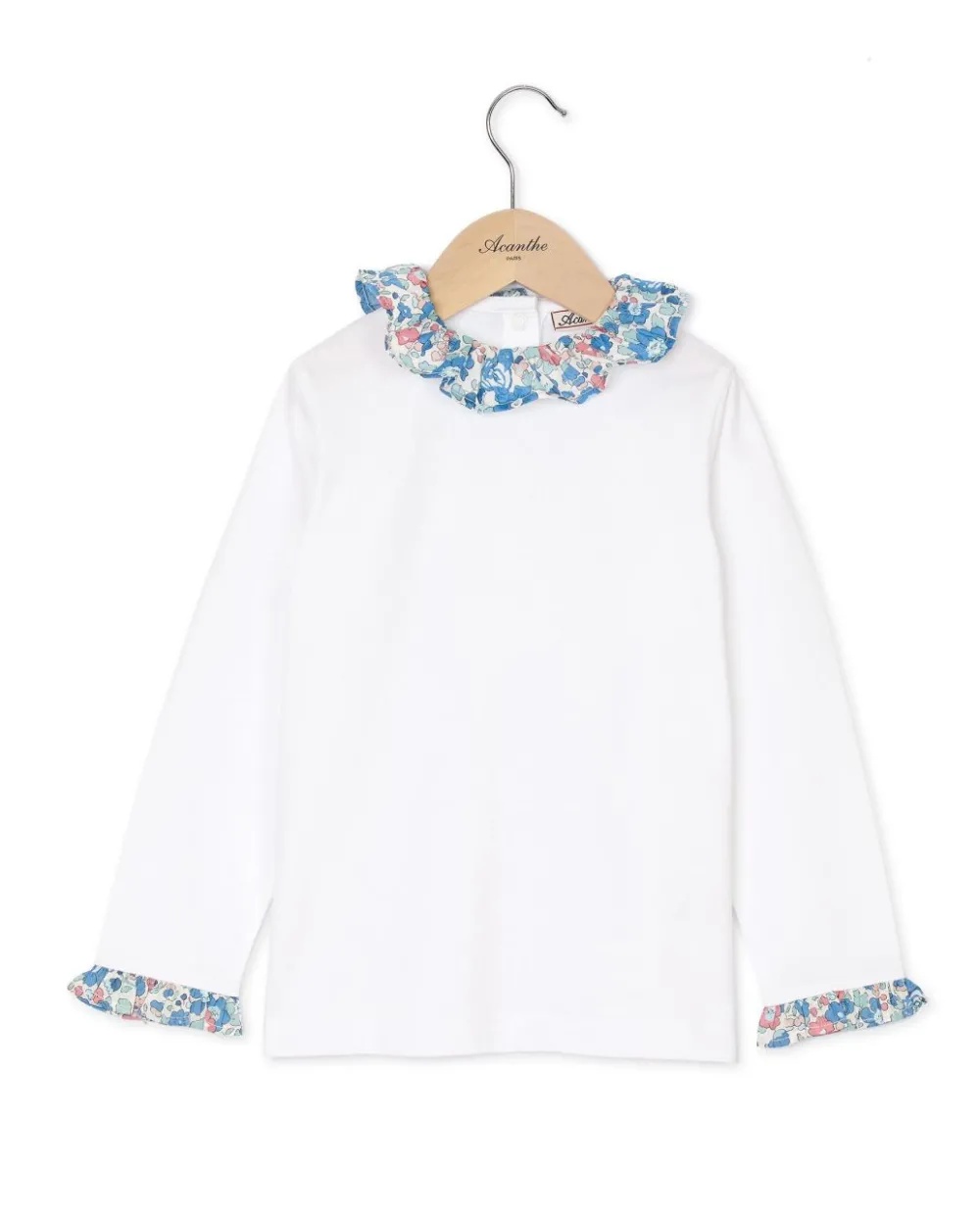 Acanthe T-shirt à volants en tissu Liberty Betsy blanc/LibertyBetsy Cheap